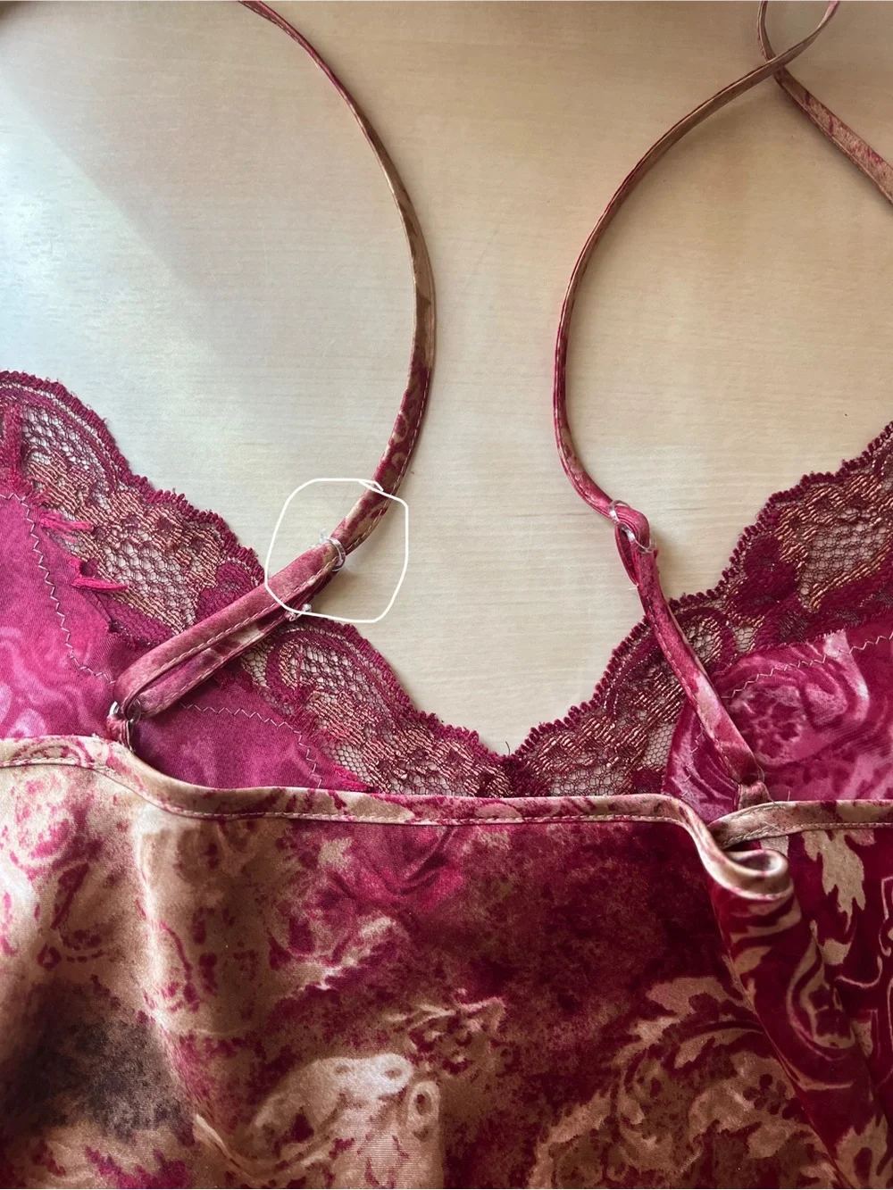 Vintage 1990s Burgundy Floral Lingerie Set -Front Tie Robe with Matching Slip